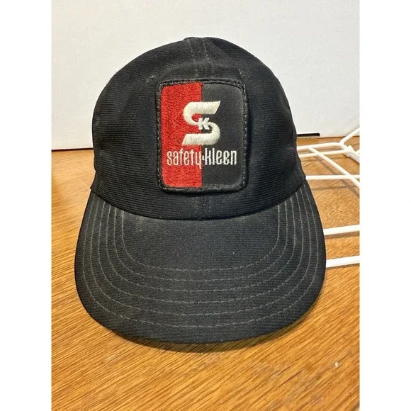 Vintage Safety-Kleen Snapback Hat‎ USA Made Industrial Workwear Patch Cap Black