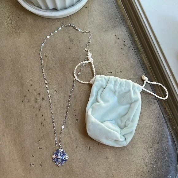 Tanzanite Sterling Silver‎ Cluster Pendant