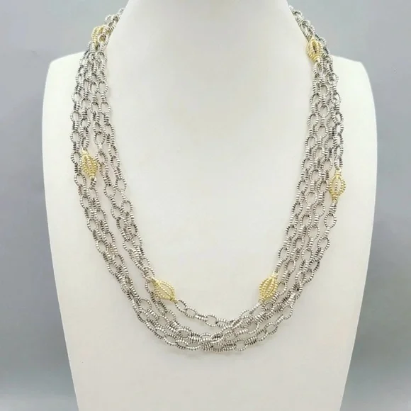 LAGOS Multi-Strand Silver Necklace with Gold Accents