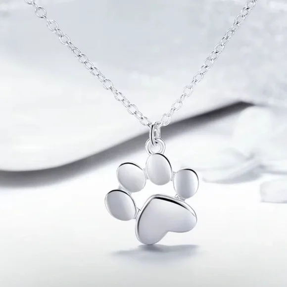 925 Sterling Silver Paw Pendant Necklace