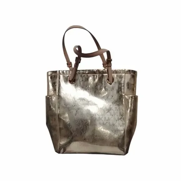 Michael Kors Jet Set Signature Mirror Metallic Gold Tote