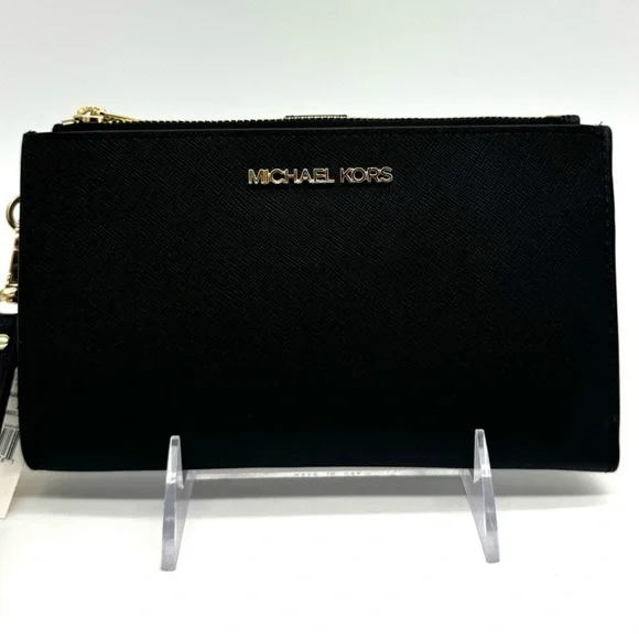 Michael Kors Large Double Zip Wallet Black/Gold