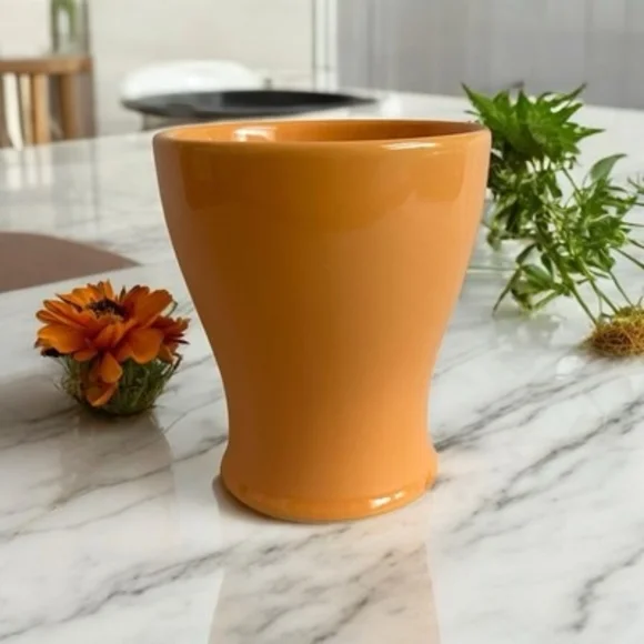 Edible Arrangements Custom Bright Orange Pottery Vase 4.75