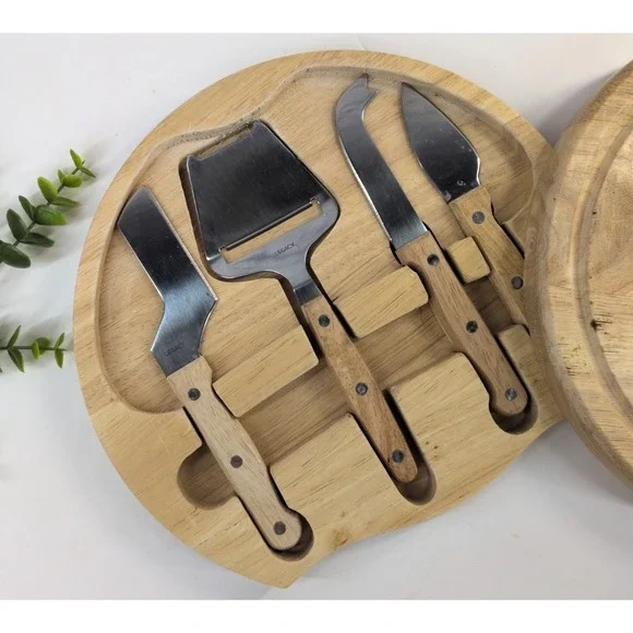 WOODEN🧀Sourdough Cheese Sausage Cutting Board Sliding Legacy Knives Portable