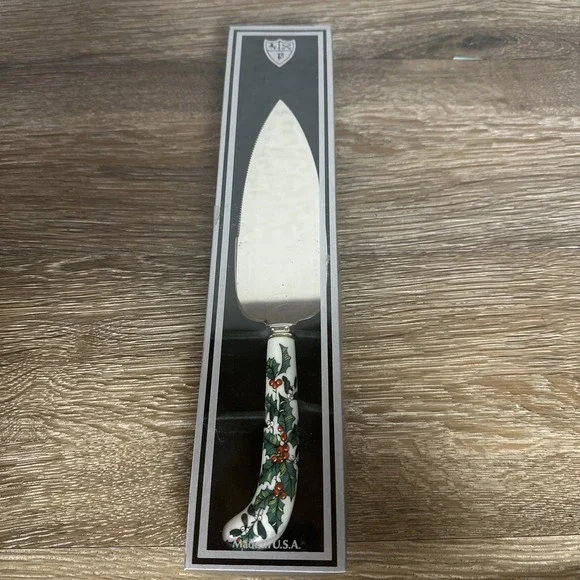 Sheffield England Cake Slicer Server Holly Design Christmas Holidays Wedding