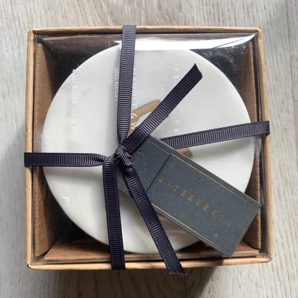 Pottery Barn New Alphabet Marble & Wood Coasters Set of 4 Monogram Initial‎ C