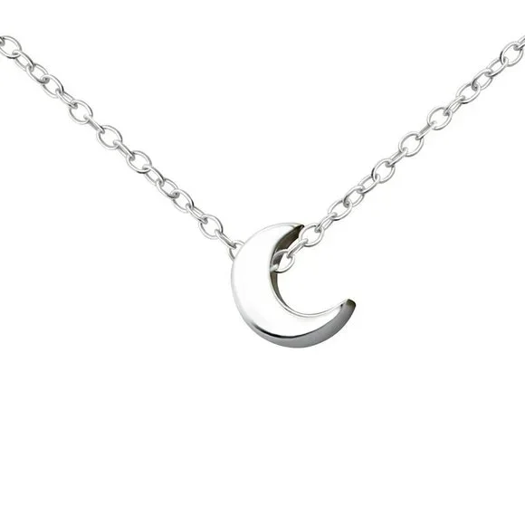 Sterling Silver Dainty Crescent Moon Necklace