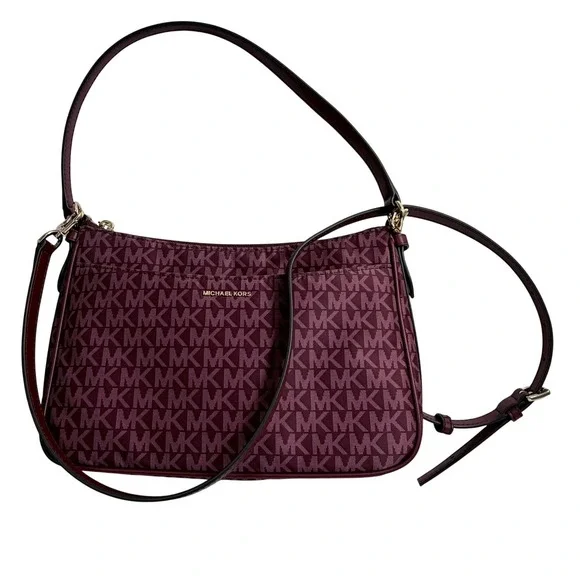 Michael Kors Jet Set‎ Merlot Monogram Jacquard Crossbody Bag