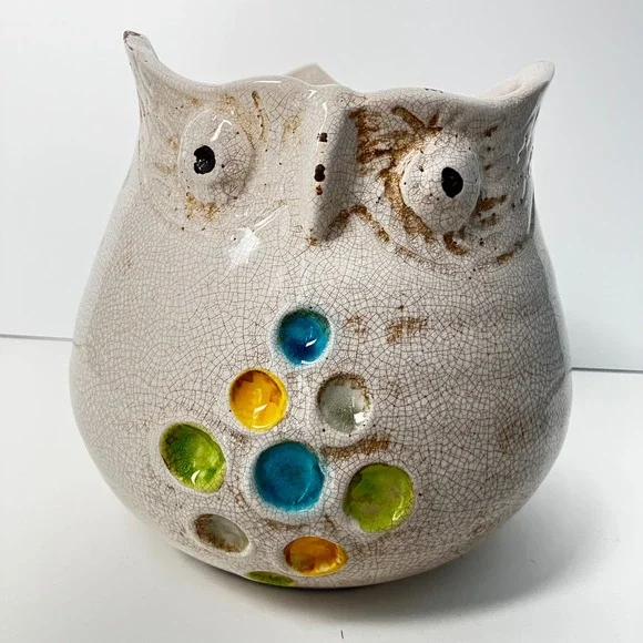 Ceramic Owl Vase Planter or Utensil Holder 7