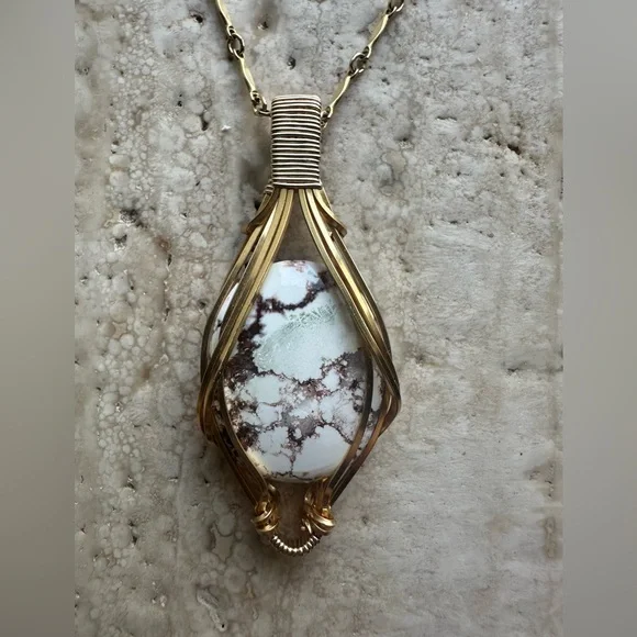 Crazy Horse Stone Necklace Pendant in grounding copper and 14k Gold Fill