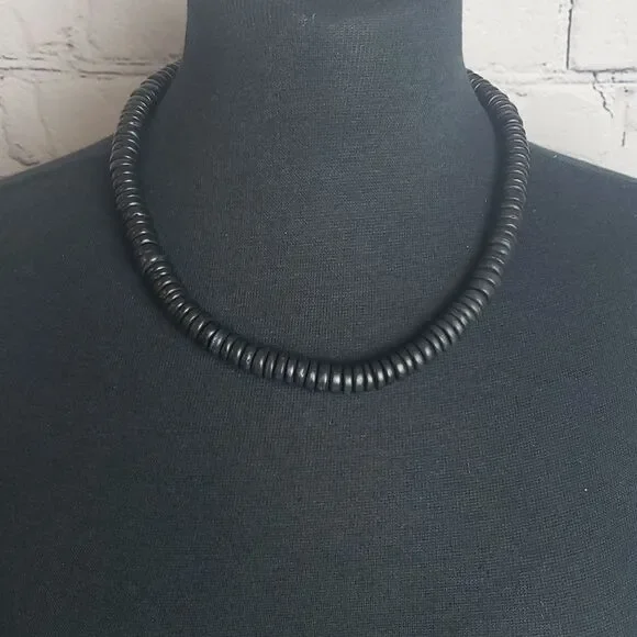 Vintage Black Beaded Necklace