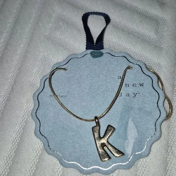 A New Day Letter K Gold Tone Necklace - New