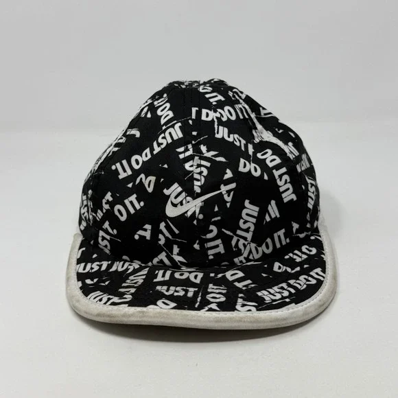 Nike Toddler Featherlight Dri-FIT Just Do It Print Hat Black White Adjustable