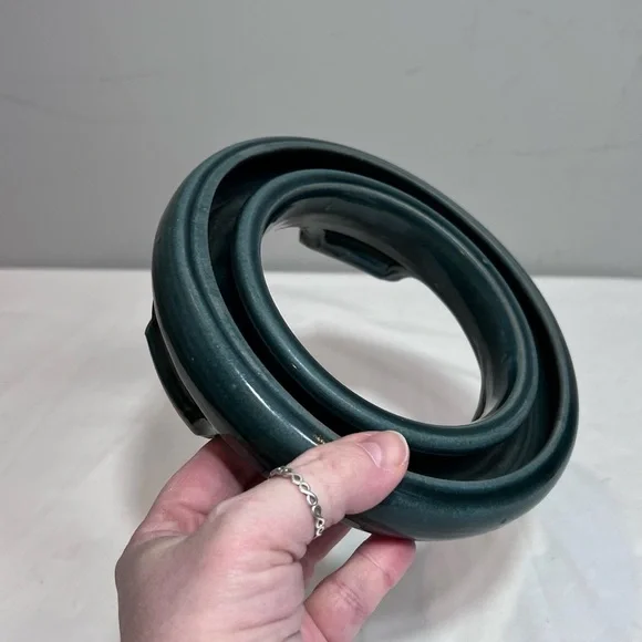 Handmade Japanese ikebana green ceramic ring floral vase