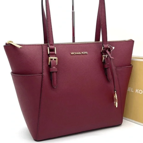 Michael Kors Large Charlotte Tote Bag Dark Cherry