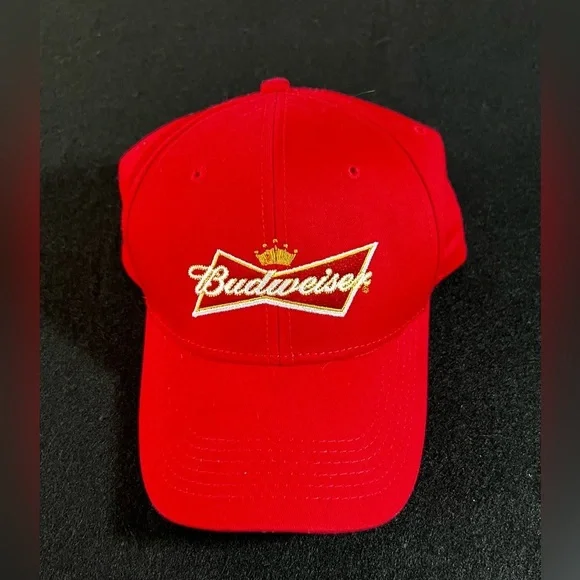 Budweiser Beer Logo Red Snapback Hat Baseball Cap Cotton Adjustable Never Worn