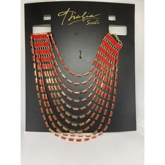 Thalia Sodi Gold-Tone Baguette Multi-Row Necklace MSRP $44.50 CP427