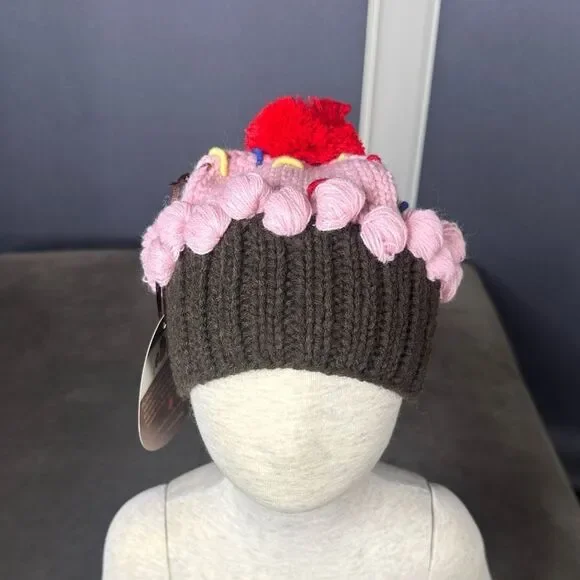 Daisy Baby Girls Pink Cupcake Hat Beanie Birthday 6-12 months NWT