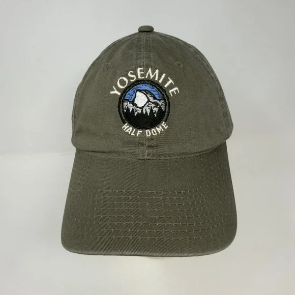 Yosemite Half‎ Dome Embroidered Baseball Cap Khaki Green Cotton Adjustable Eco3