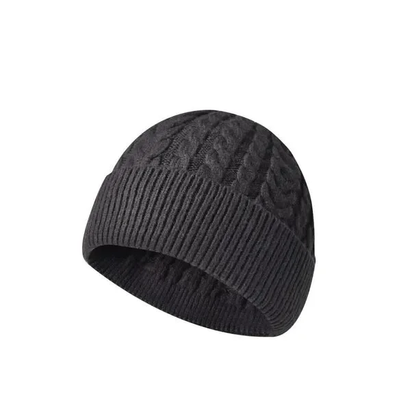 Dark Grey Knit Winter Beanie Hat