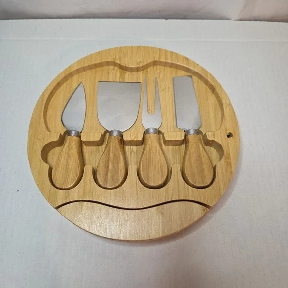 OPEN BOX - Bamboo‎ Cheese Board Gift Set, Wooden Charcuterie Serving Tray