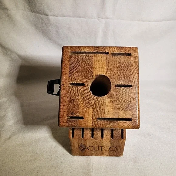 Cutco‎ 13 Slot Wooden Knife Block Oak With Shears Holder