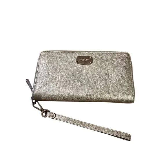 Michael Kors Metallic Gold Zip-Around Wristlet