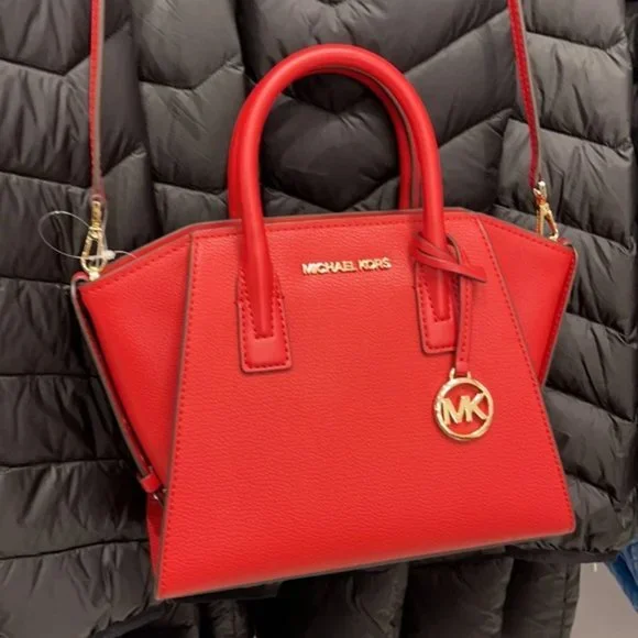 Michael Kors Avril Small Leather Top-Zip Satchel Color Flame