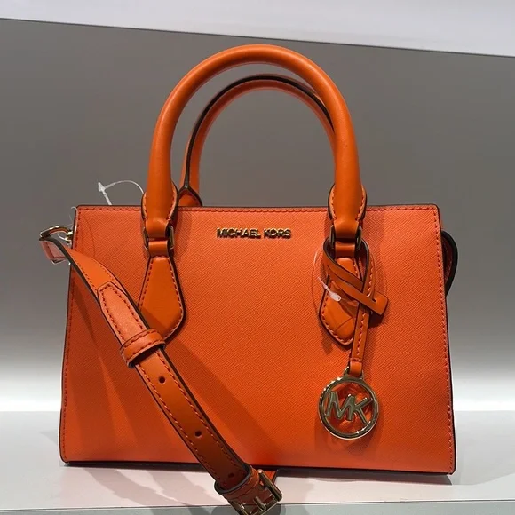 MICHAEL KORS Sheila Small Faux Saffiano Leather Satchel Poppy NWT