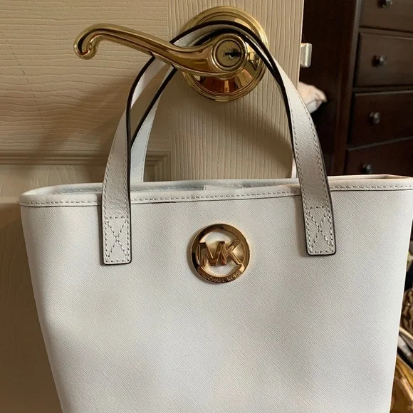 Michael Kors White Small Leather Tote Handbag