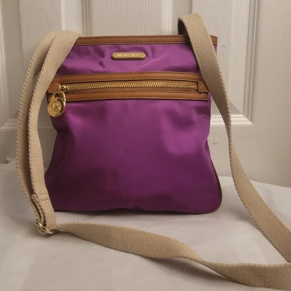 Michael Kors Kempton Burgundy/Tan Crossbody Shoulder Bag