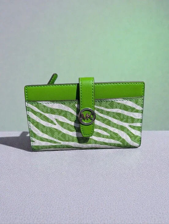 Michael Kors Greenwich Bifold Zebra Wallet - Jungle Green (NWT)