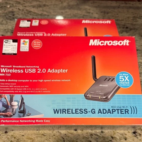 2 NIB Microsoft Wireless-G USB 2.0 Adapter - Black