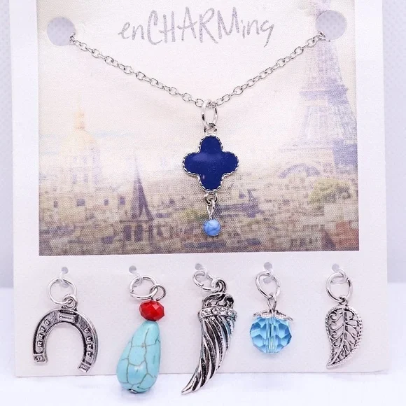 Cross Charm Necklace with Multiple Charms