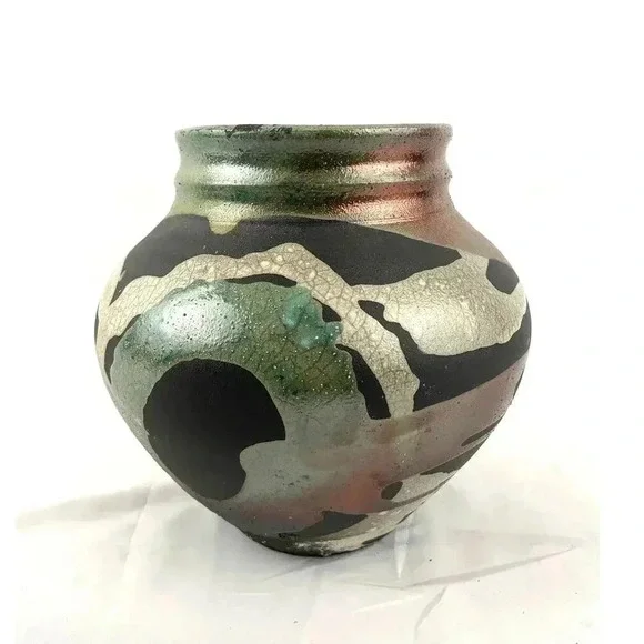 VTG‎ Pottery Vase Abstract Handmade Art Unique 7.5