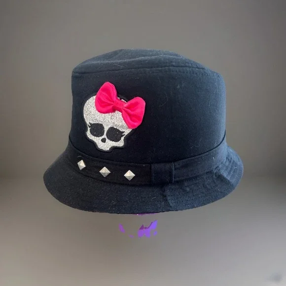Monster High‎ Black Fedora Hat 2012 Skull Bow Sparkle 2012 Costume Dress Up EUC