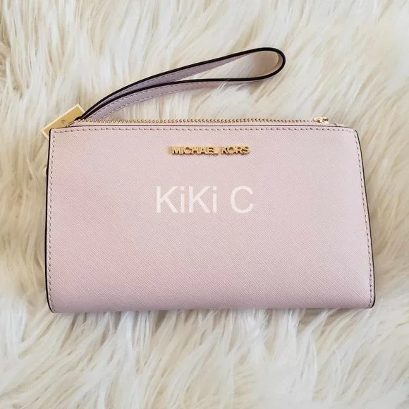 Michael Kors Jet Set Travel Double-Zip Wristlet powder blush 35F8GTVWOL