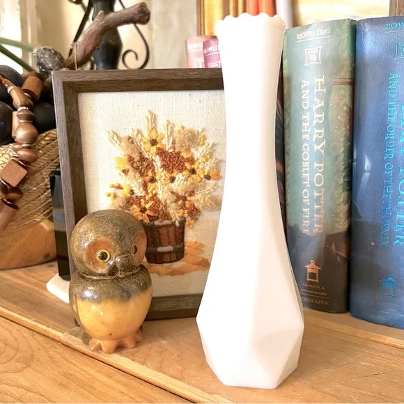 Vintage E. O. BRODY Milk Glass White Bud Vase 