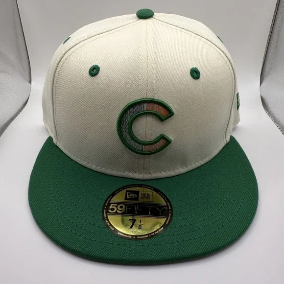 New‎ Era 59Fifty Chicago Cubs Cream/Green Colorpack Fitted Hat Size 7 1/8
