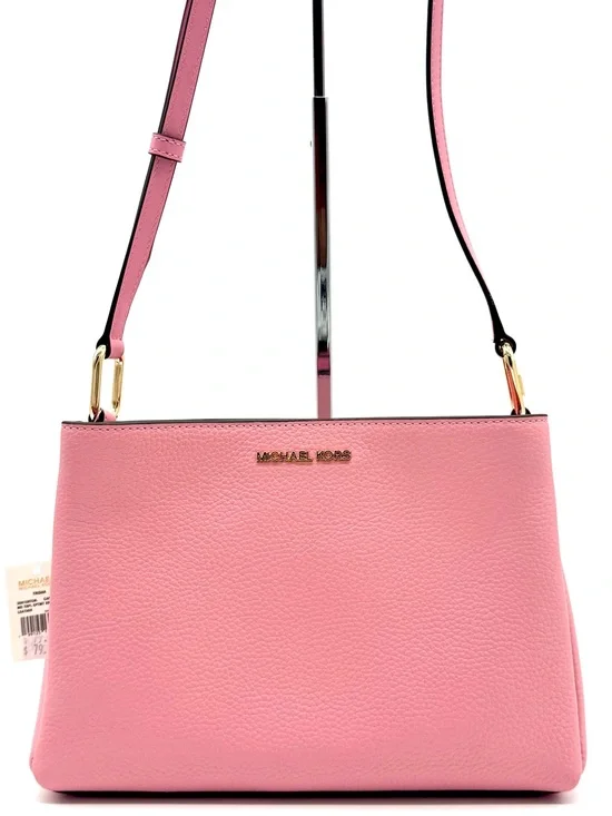 Michael Kors Trisha Medium Pebbled Leather Crossbody Bag Pink