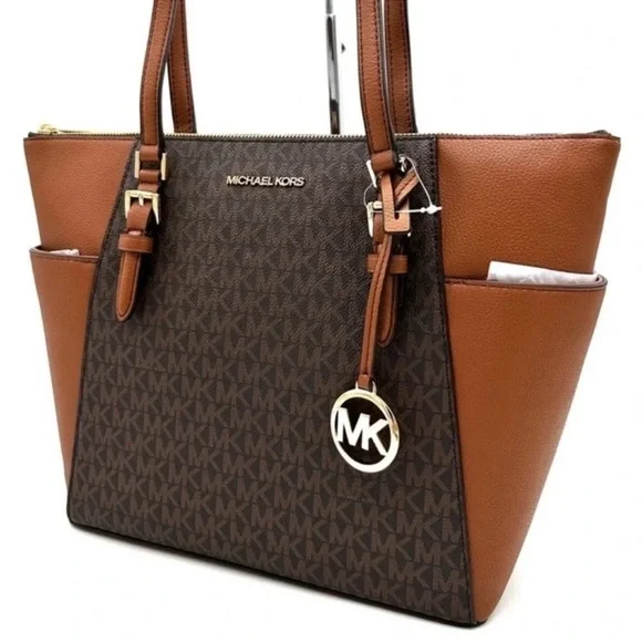 Michael Kors Large Charlotte Tote Bag Luggage Brown