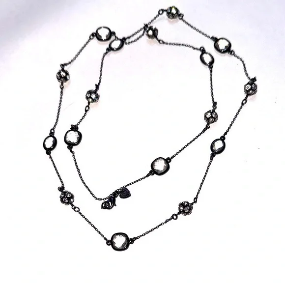 Stella & Dot 36” Chelsea Layering Hematite Pave Necklace