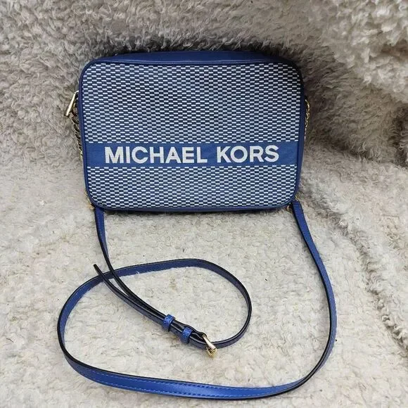 Michael Kors Blue Logo Jet Set Crossbody Purse‎
