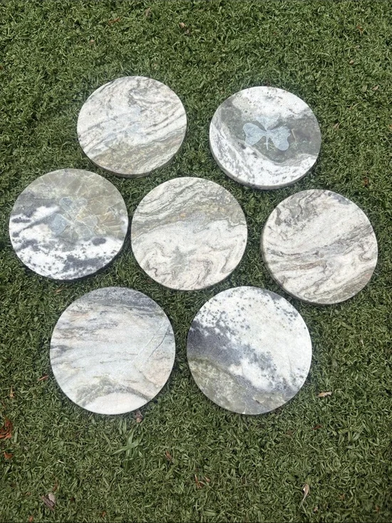 7 Connemara Marble Shamrock Irish Clover Circular Coasters From Ireland