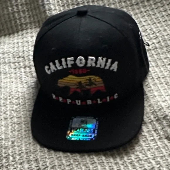 California Republic Black Snapback Hat