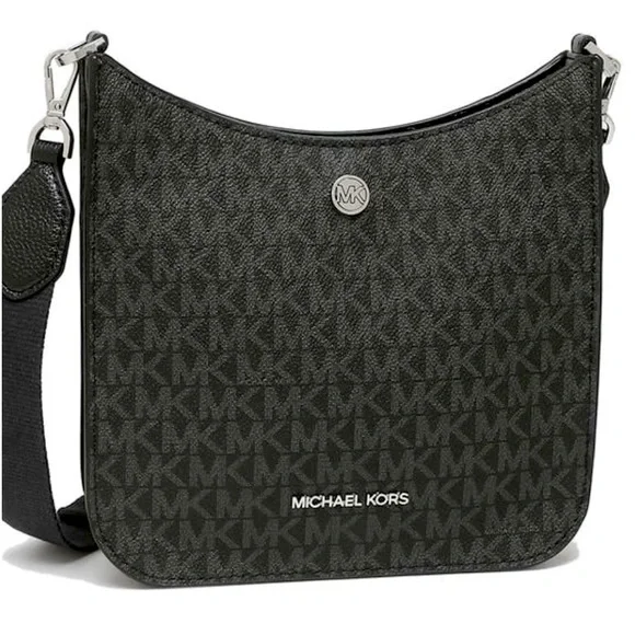 MICHAEL KORS Briley Small Logo Messenger Bag BLACK SIGNATURE COLOR