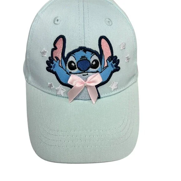Disney Stitch Lilo & Stitch Snapback Baseball Cap Blue Pink Bow Stars Kids