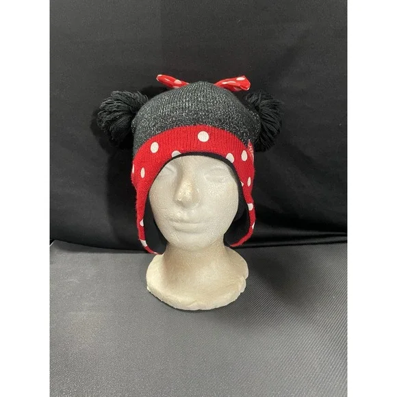 Disney Minnie Mouse Girls Polka Dot Winter Hat Beanie Ear‎ Warmer for Toddlers