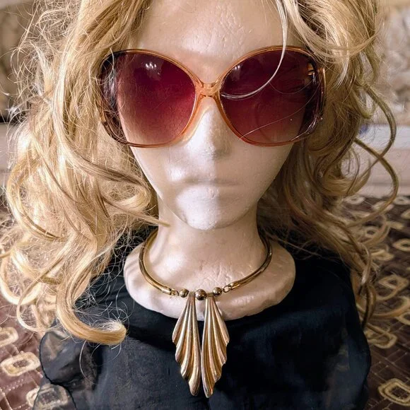 Vintage Park Lane Gold Tone Wing Collar Statement Necklace