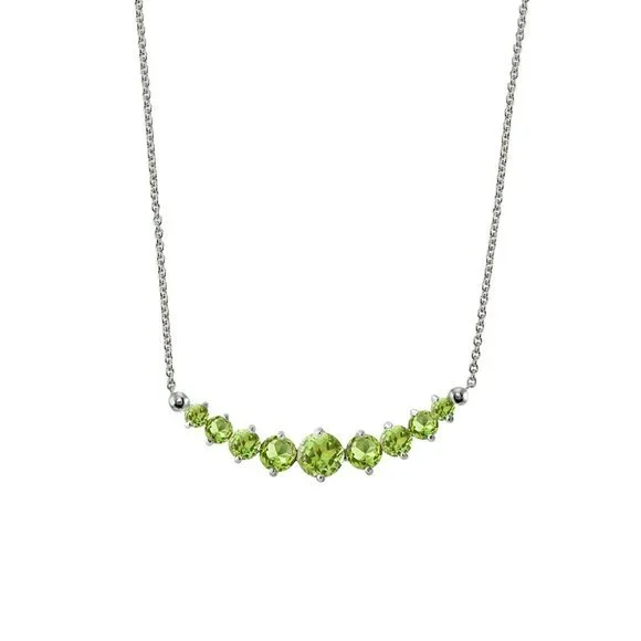 NEW Elegant 925 Silver Graduated Peridot Necklace